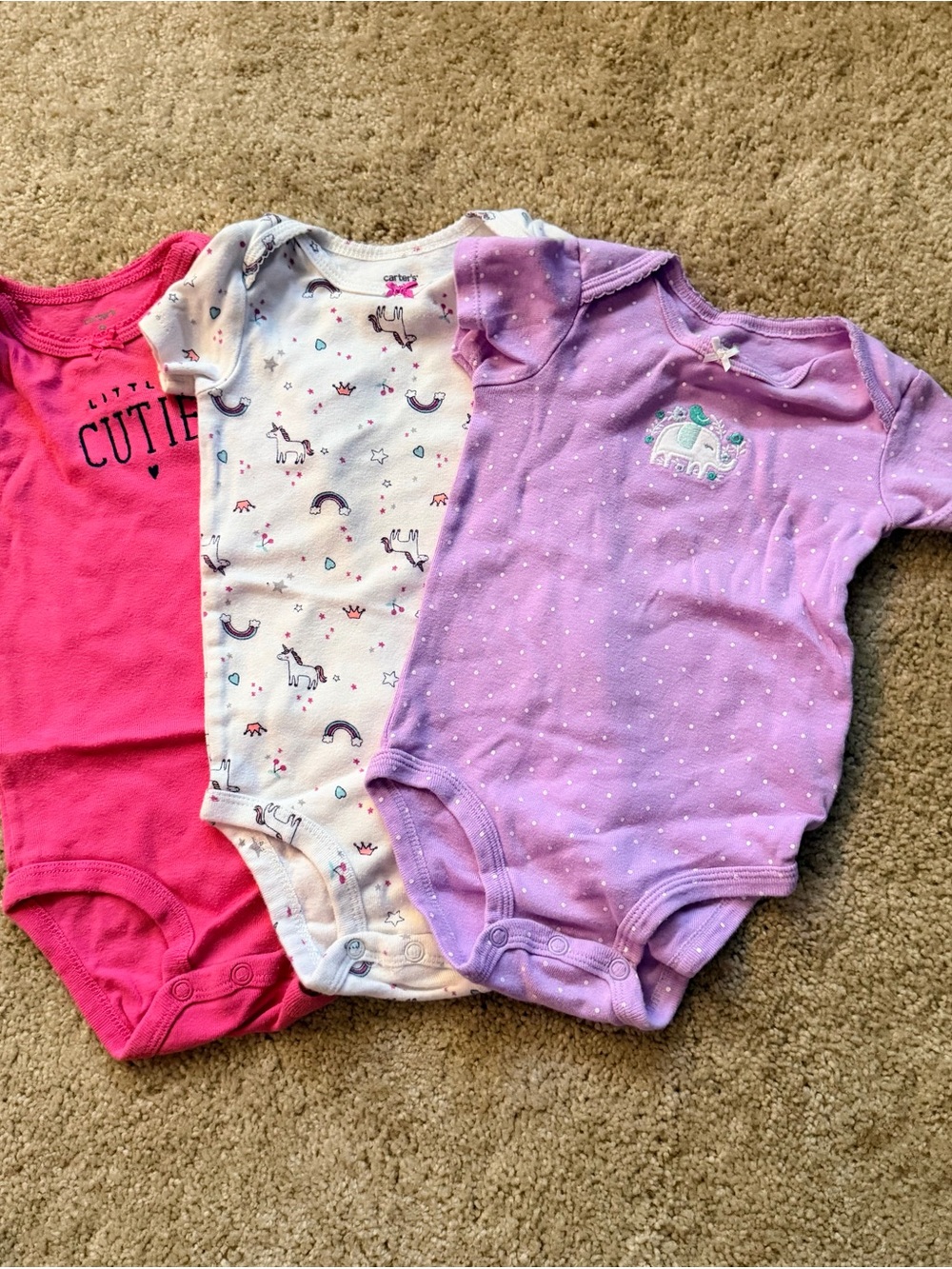 Carter's Pink, White & Lavender Baby One-Piece Bodysuit Set